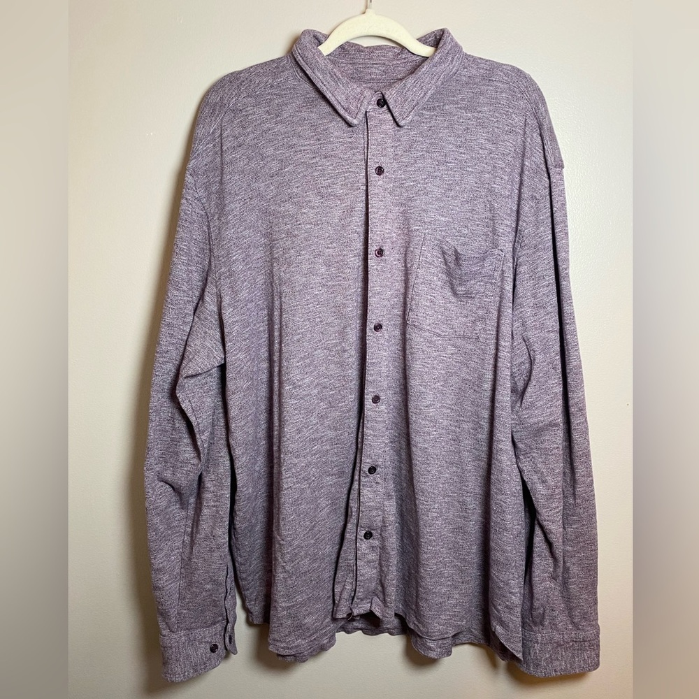 Johnston and Murphy Long-Sleeve Heathered Purple Button-Up Shirt Polo XXL Cotton
